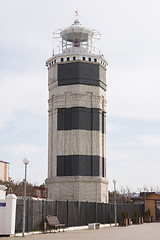 Image showing Anapa, Russia - March 9, 2016: View on the Anapa lighthouse, set on the shore of the cape in the center of Anapa