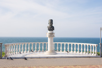 Image showing Anapa, Russia - March 10, 2016: monument in honor of the honored doctor of Russia Vladimir N. Avanesov, set on the high bank of the resort town of Anapa