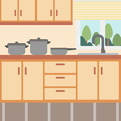 Image showing Background of kitchen with kitchenware.