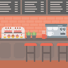Image showing Background of bakery with pastry and coffee maker.