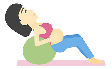 Image showing Pregnant woman on gymnastic ball.