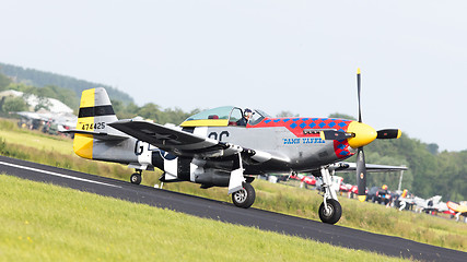 Image showing LEEUWARDEN, THE NETHERLANDS - JUNE 10: P51 Mustang displaying at