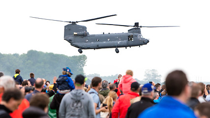 Image showing LEEUWARDEN, NETHERLANDS - JUNE 11 2016: Chinook CH-47 military h