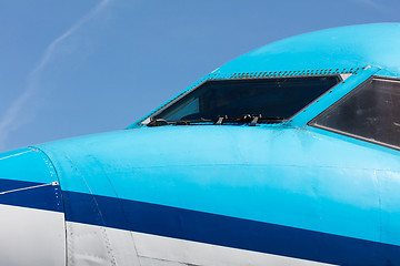 Image showing Cockpit close up of jet airplane