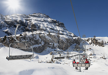 Image showing Skilifts in the mountains in Dolomiti