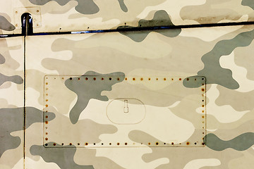 Image showing Piece of aircraft grunge metal background, army camo