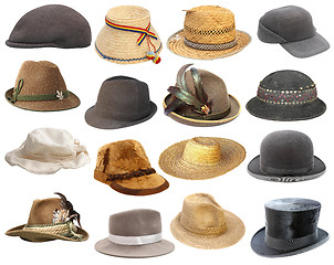 Image showing large collection of hats over white