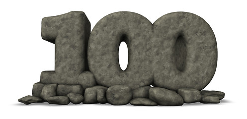 Image showing stone number hundred on white background - 3d rendering