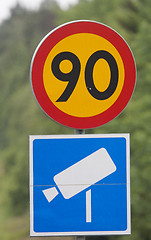 Image showing speed limit and speed camera