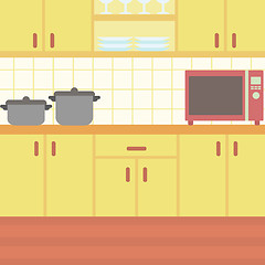 Image showing Background of kitchen with kitchenware.