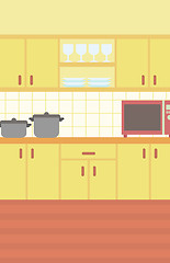 Image showing Background of kitchen with kitchenware.