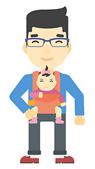 Image showing Man holding baby in sling.