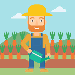 Image showing Farmer with watering can.