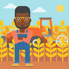 Image showing Man standing with combine on background.