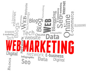 Image showing Web Marketing Represents Search Engine And E-Marketing
