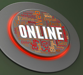 Image showing Online Button Shows Web Site And Internet