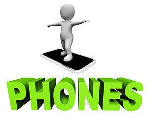 Image showing Online Phones Shows Mobility Telephone And 3d Rendering