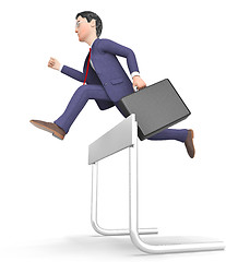 Image showing Win Businessman Represents Climb Over And Blocked 3d Rendering