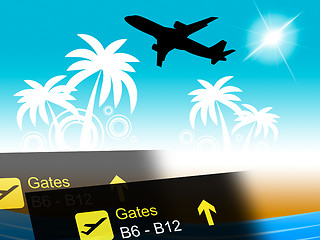 Image showing Flight Abroad Means Tropical Island And Vacationing