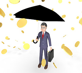 Image showing Coins Character Represents Business Person And Sky 3d Rendering