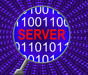 Image showing Network Server Indicates Internet Online And Pc