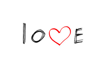 Image showing Word ''Love'' with abstract heart on white background