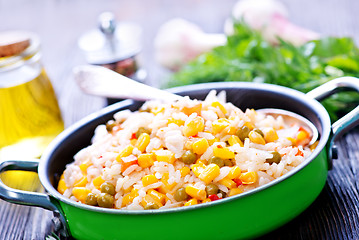 Image showing boiled rice with vegetables