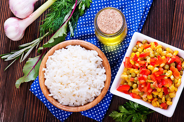 Image showing boiled rice with vegetables