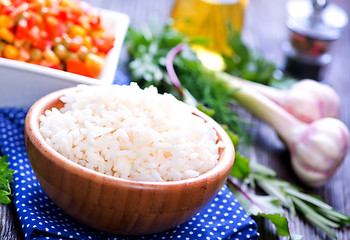 Image showing boiled rice with vegetables