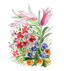 Image showing Decorative hand drawing flowers