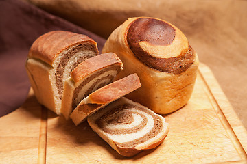 Image showing Closeup of traditional Homemade Marble Cake 