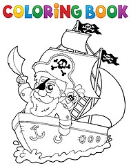 Image showing Coloring book ship with pirate 2