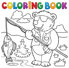 Image showing Coloring book bear fisherman theme 1