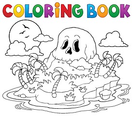 Image showing Coloring book pirate skull island