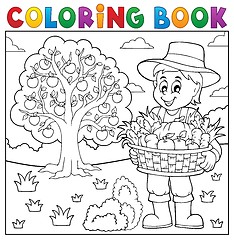 Image showing Coloring book farmer with harvest 3