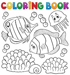 Image showing Coloring book coral fish theme 2