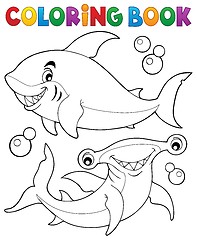 Image showing Coloring book with two sharks
