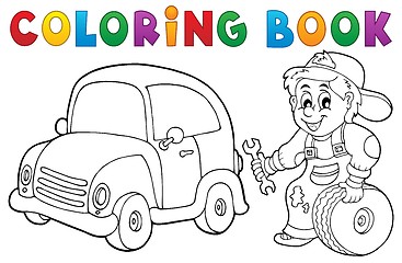 Image showing Coloring book car mechanic theme 1