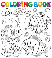 Image showing Coloring book coral fish theme 1