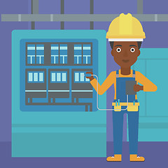 Image showing Electrician with electrical equipment.