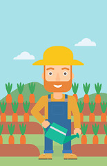 Image showing Farmer with watering can.