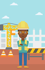 Image showing Friendly builder with arms crossed.