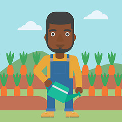 Image showing Farmer with watering can.