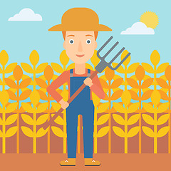 Image showing Farmer with pitchfork.