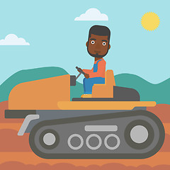 Image showing Farmer driving tractor.