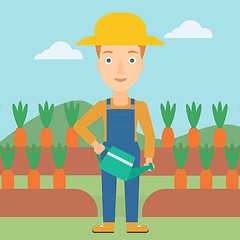 Image showing Farmer with watering can.