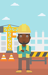 Image showing Friendly builder with arms crossed.