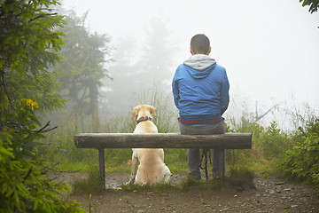 Image showing Lost man with his dog