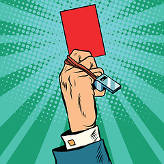 Image showing Red card hand business concept
