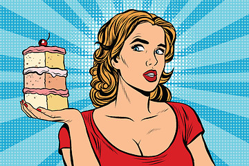 Image showing Pop art girl diet cake